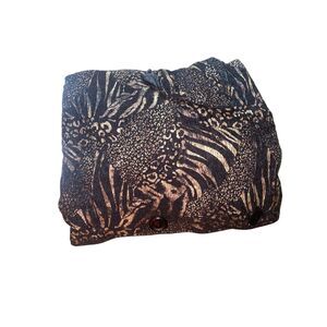 George Simonton Womens 3X Gold and Black 3/4 Sleeve Animal Print Button Front Sw